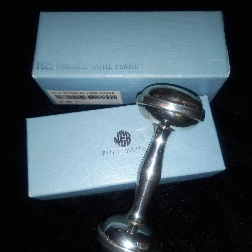 Web Silver Company Pewter Dumbbell Rattle